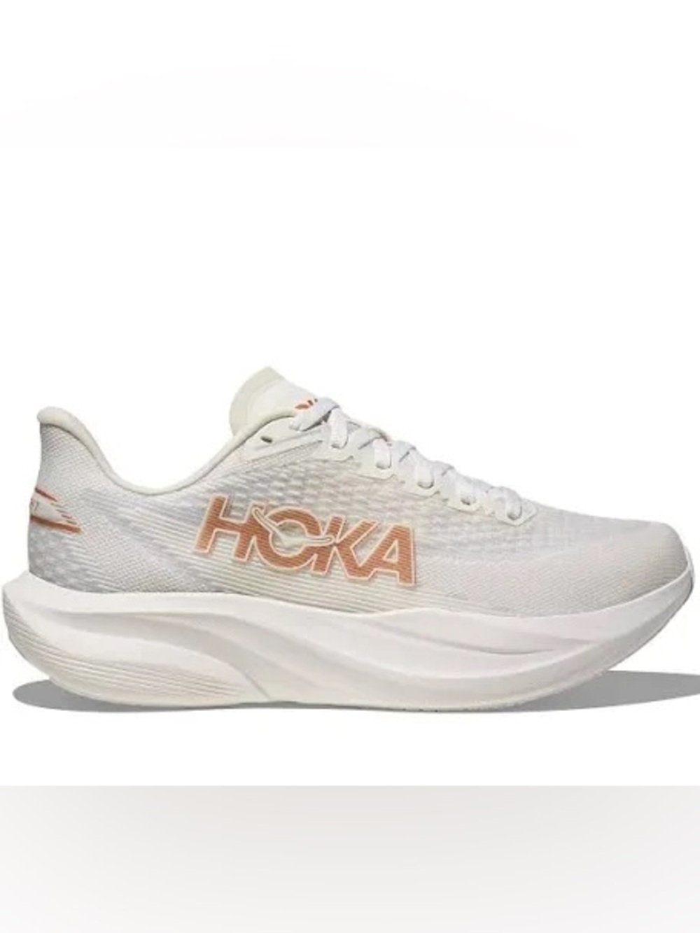 Hoka Mach 7 Women's Running Shoes White Peach Pink Athletic Sneakers 8